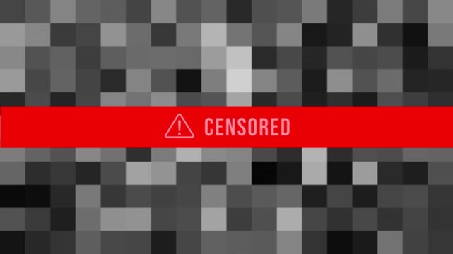 Abstract mosaic blur censored animation with text censored animation 4K 