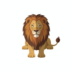 Fototapeta premium A flat design illustration of a lion sitting with a proud gaze