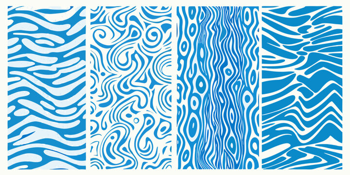 Abstract blue patterns arranged in vertical repeating columns