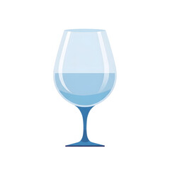 Obraz premium A clear wine glass filled with a light blue liquid, likely water, against a white background.