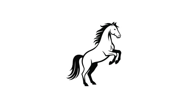 Black and White Horse Illustration Rearing 9.