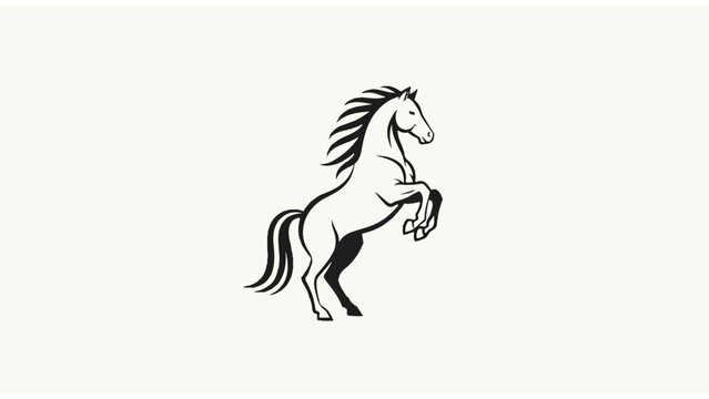 Black and White Horse Illustration Rearing Up 3.