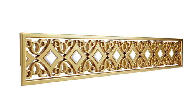 Ornate Golden Decorative Panel with Diamond Motifs