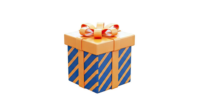 Striped Gift Box with Orange Ribbon and Bow
