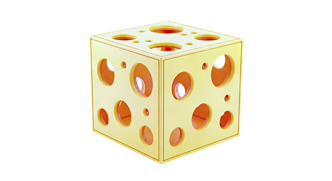 Stylized Cheese Cube with Holes