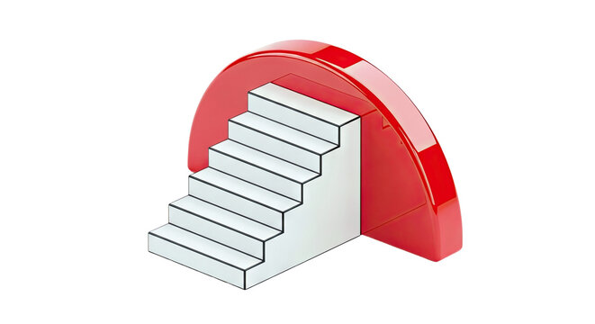 Stylized Staircase Under Red Arch