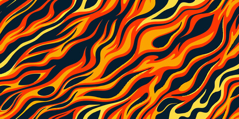Abstract flames in vibrant orange yellow and black tones create a dynamic pattern © Ganesh
