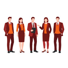 Obraz premium Business Team Vector Illustration People in Suits Presentation Meeting Group of Professionals Corporate Design Stock Image Graphic