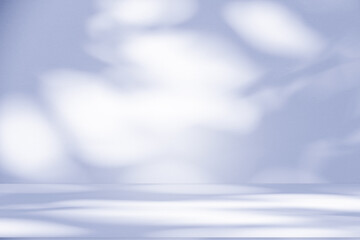 Obraz premium Wall interior background, studio and backdrops show products.with shadow from window color white and blue background for text insertion and presentation product 