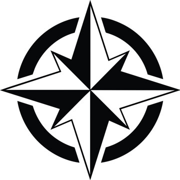 Stylized Compass Rose Symbol for Navigation and Direction.