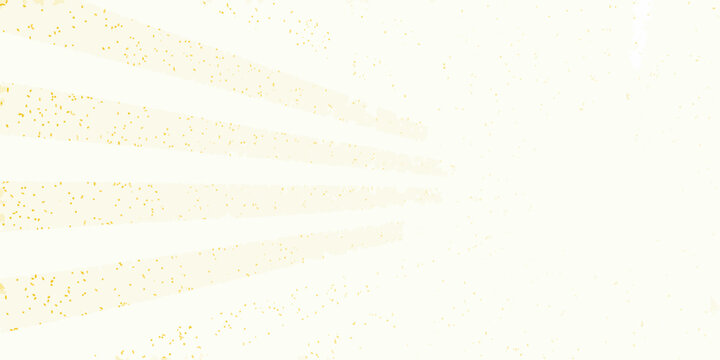 Golden light rays burst from a central point on a white background