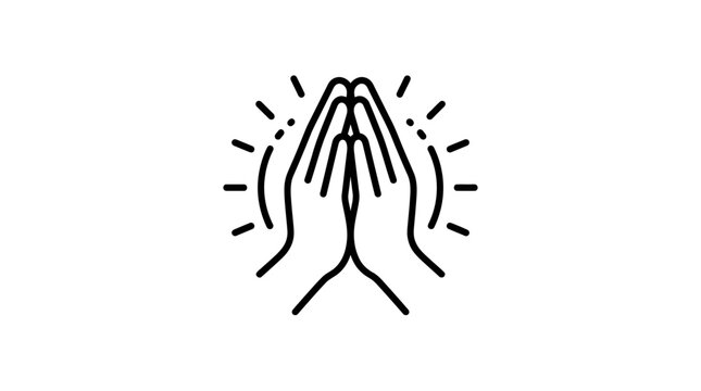 Hands in Prayer with Light Rays Icon