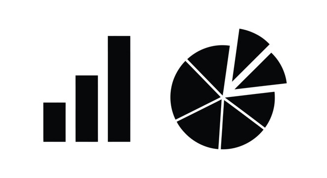 Black silhouette of a bar graph and a pie chart illustration