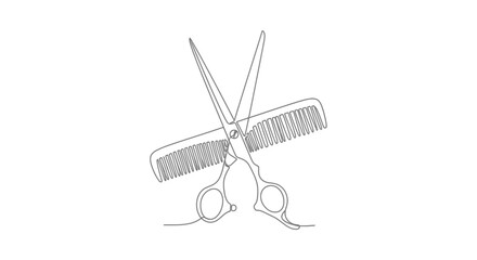 Scissors crossed over a comb, representing hairdressing © Line Galaxy