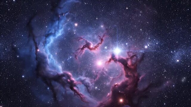 Swirling nebula clouds, a vibrant celestial tapestry of stars and cosmic gas