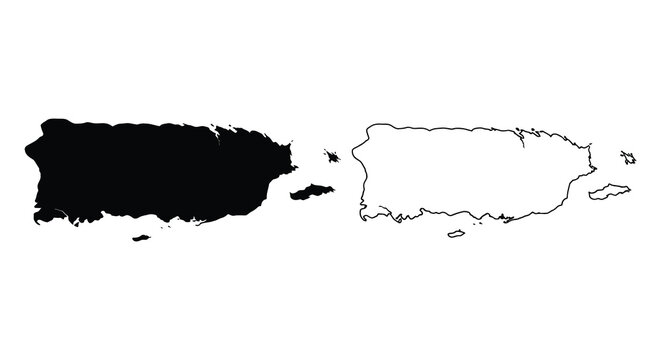 Puerto rico map illustration with positive and negative space a silhouette