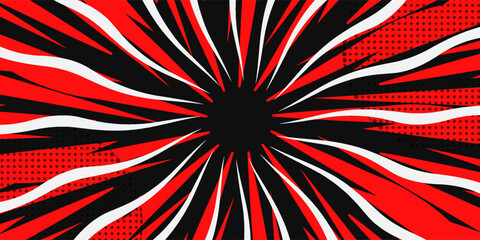 Explosion effect background. Anime style attack impact explosion effect background. Abstract comic book flash explosion blast radial lines. Vector illustration. © fais