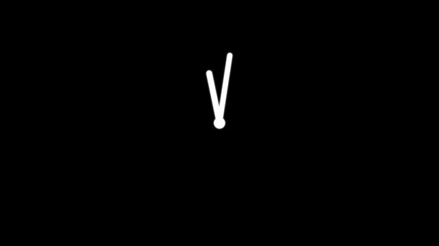 Looped clock animation on black background showing passing hour, with moving hands symbolizing time flow.