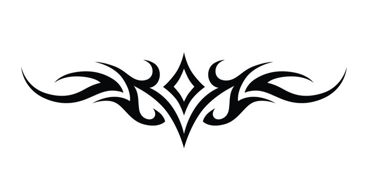 tribal tattoo for lower back, shoulder or chest. Vector frame border pattern ornament decor black on white background