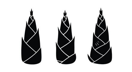 Three bamboo shoots depicted in a striking black silhouette © MdGolam