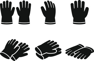 Fototapeta premium Black and white hand in various positions and gestures black hands white background