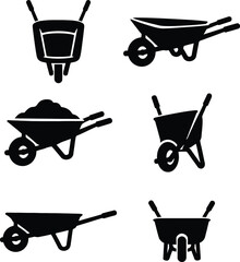 Black silhouettes of six different airplanes in a row aircraft propeller plane biplane © MSTMOMENA