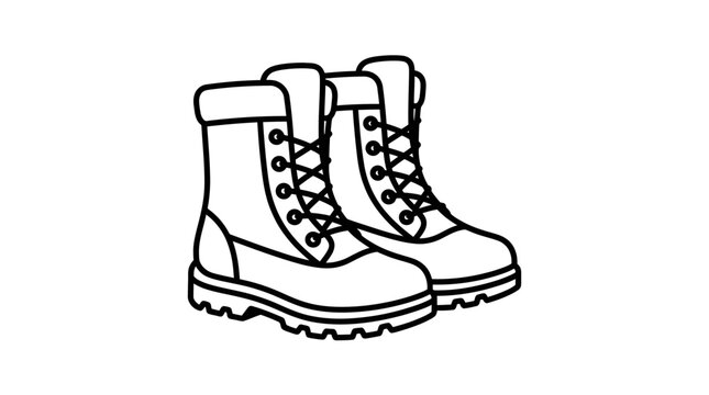 Pair of Black and White Combat Boots