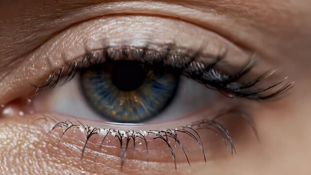 Extreme macro of closed eye showing detailed skin texture and eyelashes