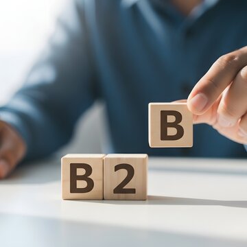 Business to business concept with wooden blocks