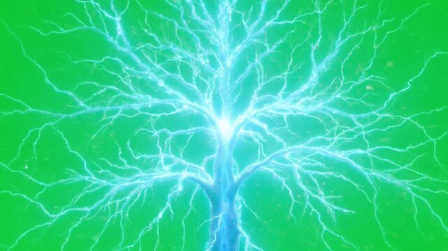 Electricity Branches on Green Background.