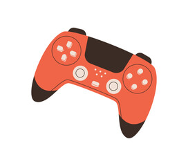 Modern flat gamepad joystick icon in red and black. Controller device as essential gadget for video game player. Pad design with y2k style, perfect for videogame technology or digital entertainment © moonnoon