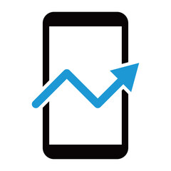 スマートフォンと上昇トレンドのビジネスアイコン（2色・青・モバイルマーケティング・アプリ分析・アクセス数向上） © あんころもち(ankomando)