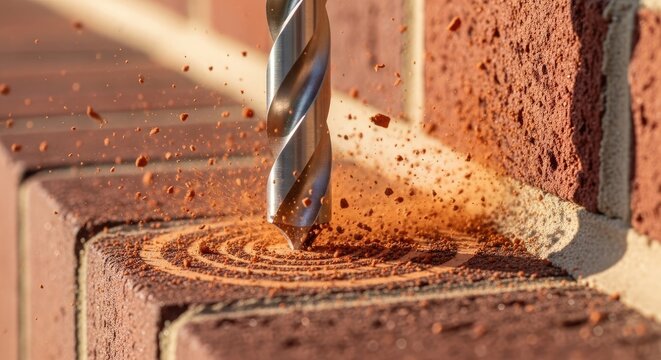 Drilling into Brick - A Close-Up View.