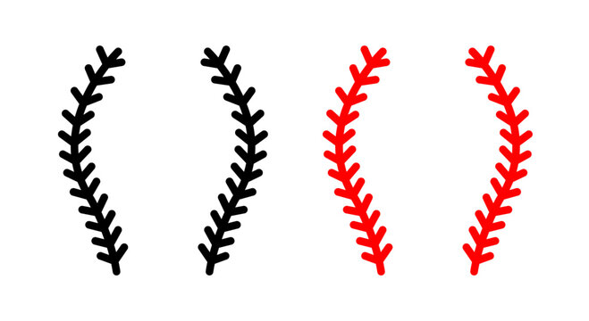Baseball stitches icons collection