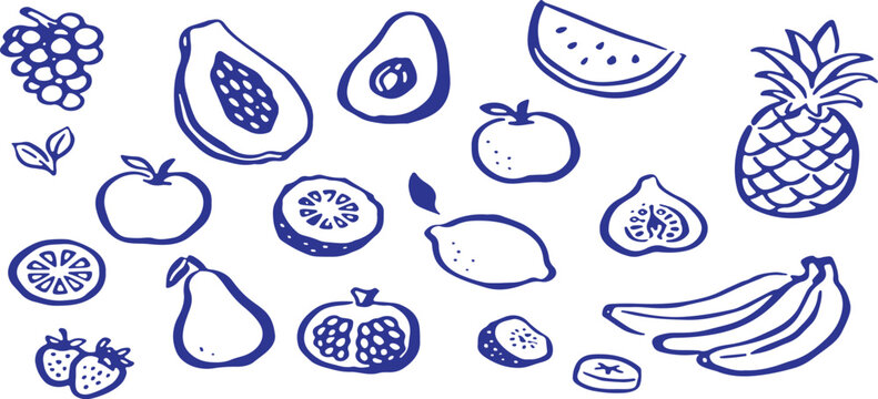 A colorful illustration of various fruits