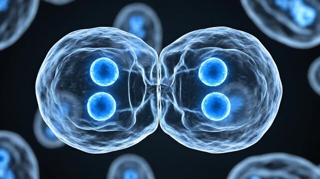 Animated Scientific Illustration of Cell Division Process