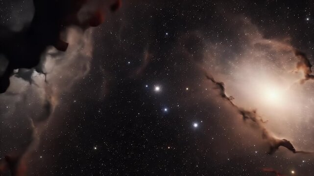 Vibrant interstellar cloud glows with celestial light and scattered star dust