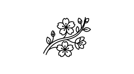 Fototapeta premium Simple Cherry Blossom Branch Outline