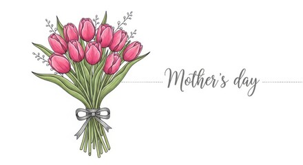 Obraz premium Bouquet of pink tulips on white background for mothers day