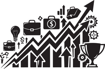 Fototapeta premium Business Growth Concept with Various Success Symbols and Icons