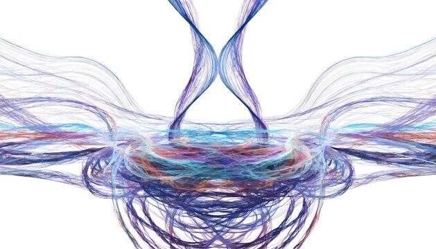 Abstract Wave-Like Forms: Delicate and ethereal, this abstract artwork depicts wave-like forms dancing with light and color, weaving an intricate tapestry of flowing energy and visual interest.