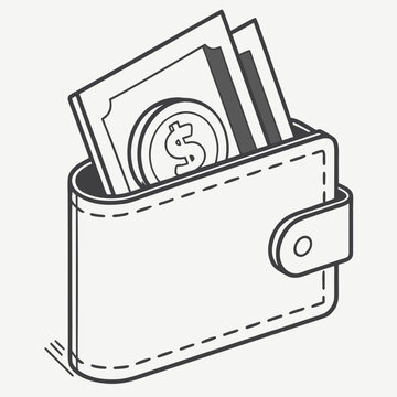 Wallet with dollar bills and coin | money savings finance icon