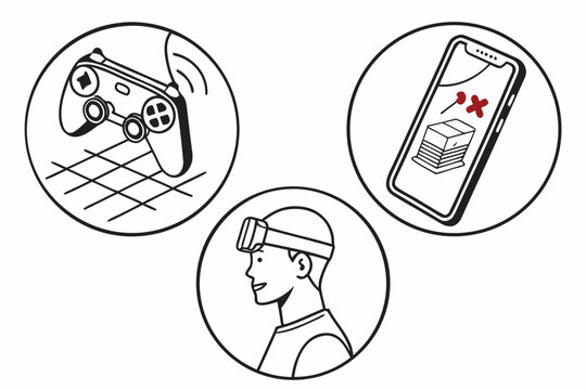 Virtual reality with headset and game controller gaming