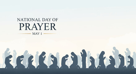 Naklejka premium National Day of Prayer vector illustration with raised hands