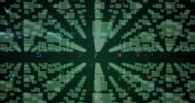 Animation of security padlock and data processing over navy background