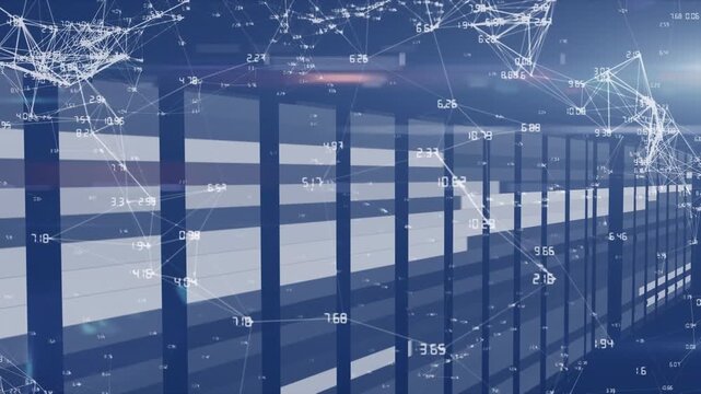 Animation of lights, connections with coordinates and data processing over servers