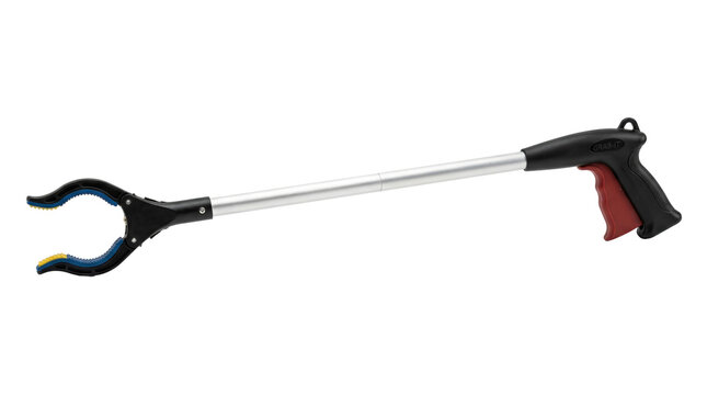 Long handle reacher grabber tool isolated on transparent background PNG