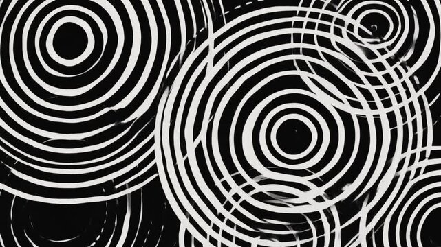 Abstract Black and White Concentric Circles Pattern Generative AI