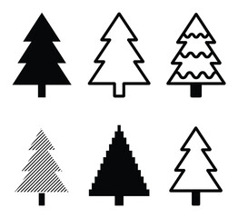 Fototapeta premium Collection of Stylized Christmas Tree in Black and White