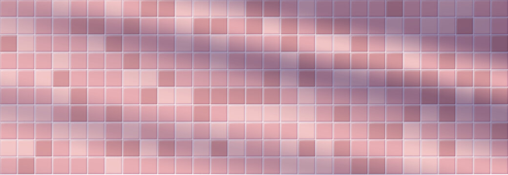 Bright ceramic grid texture inspired by swimming pool and spa interiors. Pink Bathroom tile pattern for interior design and product backdrop.